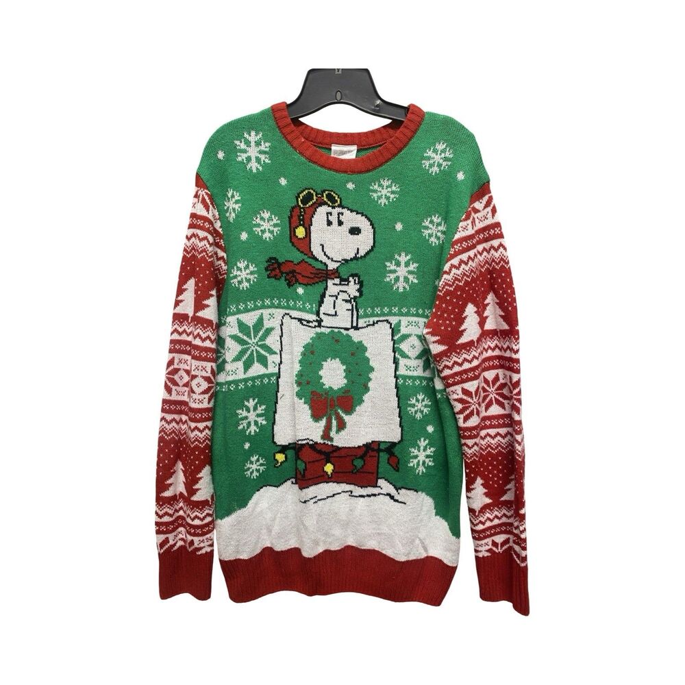 Peanuts Snoopy Red Baron Christmas Sweater Adult Medium (38-40)